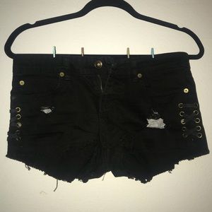 Black Billabong shorts with lace up sides